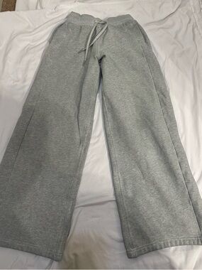 Lululemon Wide-Leg Grey Sweatpants with Drawstring
